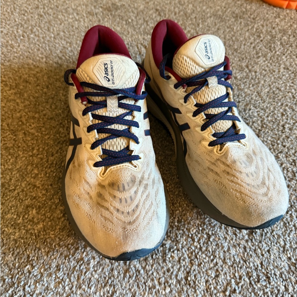 ASICS Men's Beige and Navy Athletic Shoes